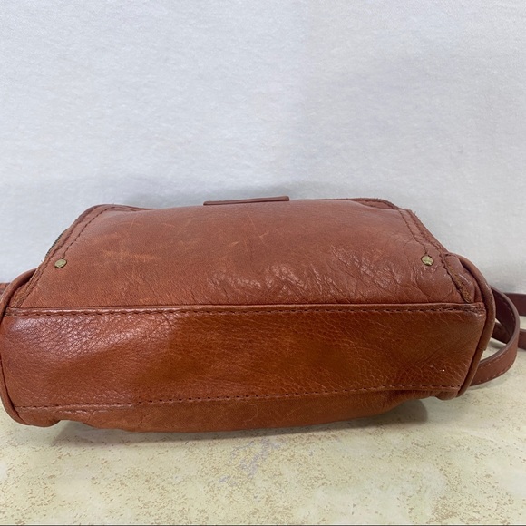SOLD American Leather Brown Crossbody Purse Bag Adjustable Strap Cognac Tote - Picture 10 of 10